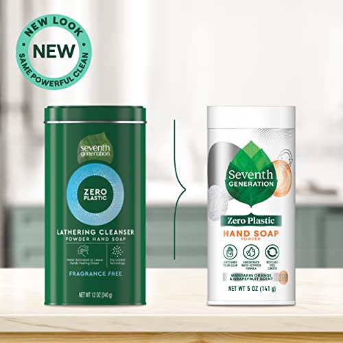 Seventh Generation Zero Plastic Hand Wash Powder Lathering Cleanser Mandarin Orange and Grapefruit Foaming 5 oz