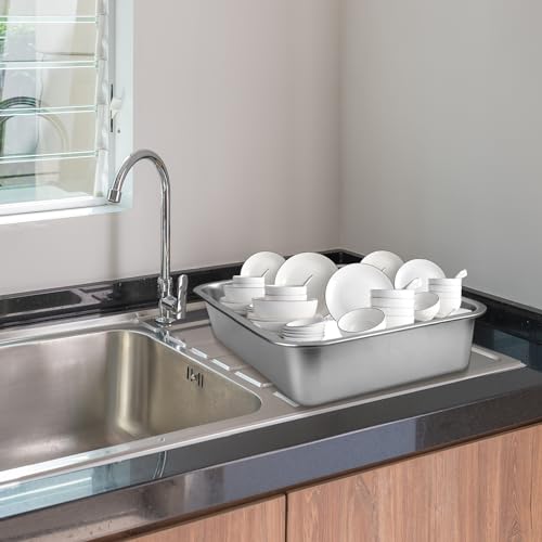 Tiangrid 4 Pack 32L Stainless Steel Bus Tubs for Commercial & Home Use - Durable & Stackable