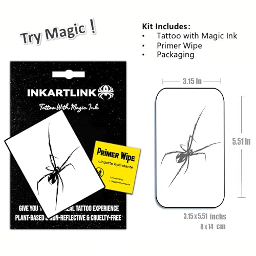 INKARTLINK Semi-Permanent Tattoo Stickers, Creative Halloween Party Dark-Themed Temporary Tattoos for Men, Exquisite and Realistic Design, Cruelty-Free, Non-Reflective, Waterproof (Spider 2)
