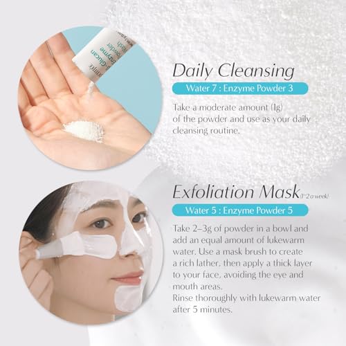Petitfee B-Glucan Enzyme Wash 1g*20ea - Facial Cleanser, Cleansing Powder with Papaya Extract Papain, Rice Extract for Mild, Daily Exfoliation, Powder Soap, Cleansing Mask, Travel Size