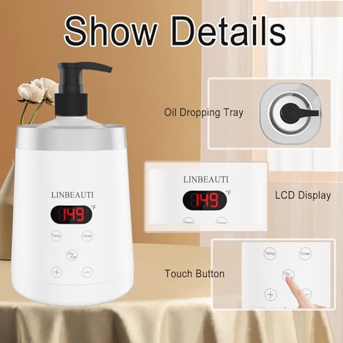 Massage Oil Warmer Bottle Professional Lotion Heater for SPA, Automatic Heated Lotion Cream for Salon, Barber Shops, Home, with Two Oil Bottle Dispenser (White)