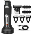Body Hair Trimmer for Men, Dual-Hend Public Trimmer & Foil Shaver Waterproof Electric Rezor for Men Wet/Dry Groomer,USB-C Rechargeable Ball Shaver with Dock Charging & Travel Lock, Black