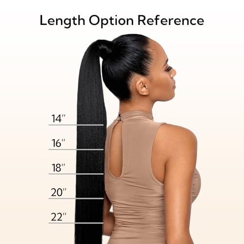 Hotbanana Human Hair Ponytail Extension 14 Inch Jet Black 75g - Soft & Silky, Variation of 14 Inch-75g / Ponytail-1 Jet Black