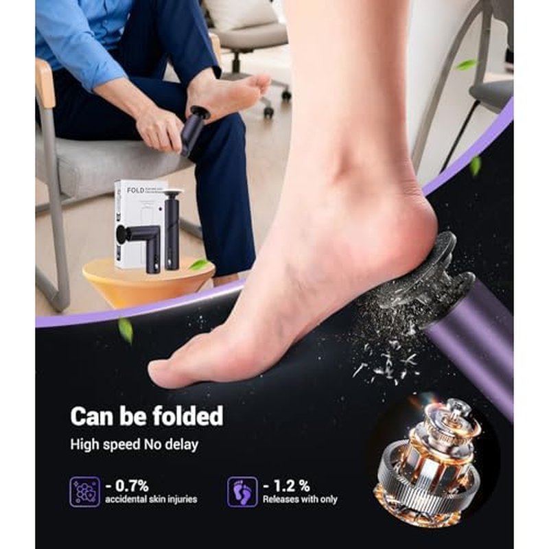 5-in-1 Professional Electric Callus Remover(Portable & Foldable), Removes 99.92% of Calluses in 3 Mins, Rechargeable Foot File Pedicure Kits with 10 & 40 Grit Pads for Soft Smooth Feet, Purple