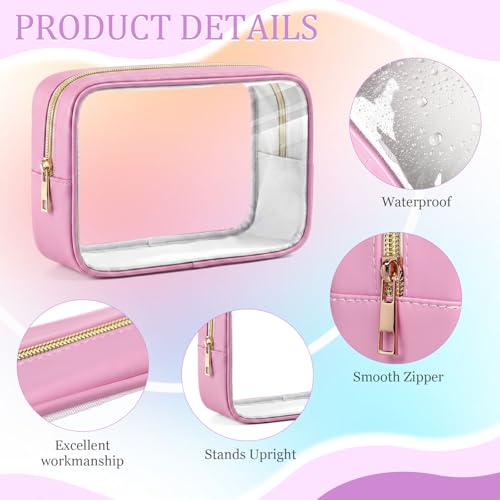 12 Pack Clear Makeup Toiletry Bags with Zippers - Macaron Colors, Waterproof & TSA Approved