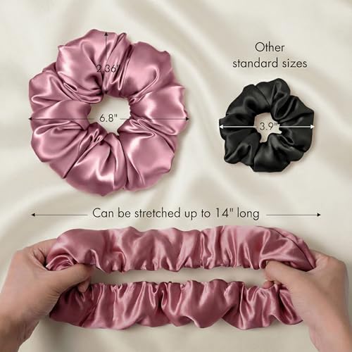 Oversized Mulberry Silk Pillow Scrunchie Air - Dusty Rose, 1Pc - No Crease Hair Tie