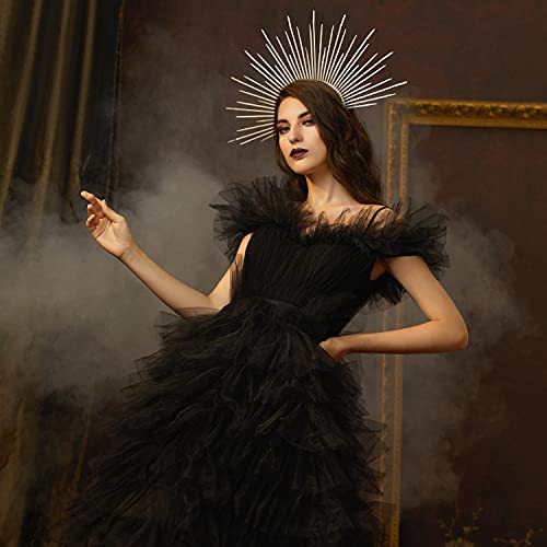 Fantherin Women's Goddess Halo Crown Headband - Zip Tie Spiked Angel Headpiece Headdress for Cosplay Halloween Costume Party