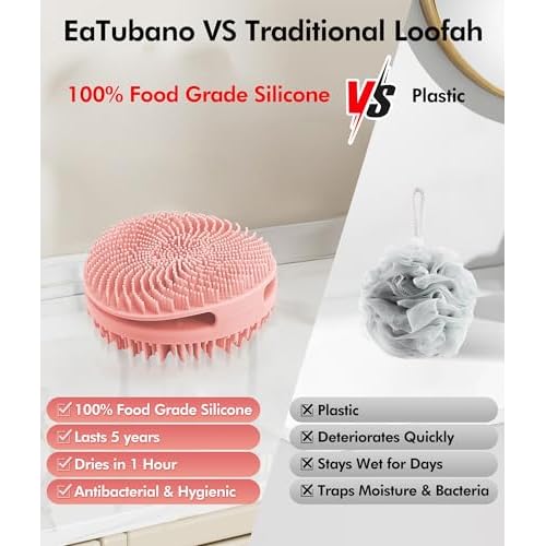 Silicone Body Scrubber - 3 Pack Dual-Sided Exfoliating & Massage Scrubber for Women & Men, Rich Foaming Gentle Back Scrubber for All Skin Types (Pink+Green+Grey)