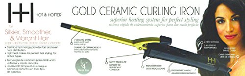 Hot and Hotter Gold Ceramic Curling Iron 1/4" Barrel High Heat Styling Tool