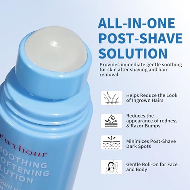 dewyhour Ingrown Hair & After Shave Soothing Serum?Soothes Razor Irritation, Targets Dark Spots,Helps With Razor Bumps for Face,Underarms,Neck & Bikini Area,Korean Skincare Roll-On for Men & Women