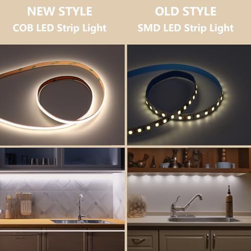 24V COB LED Strip Lights 65.6ft with Remote and Power Supply - Dimmable, Cuttable, High Brightness