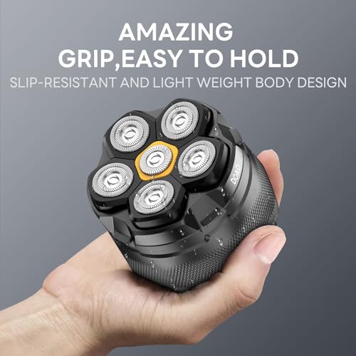 Electric Head Shaver for Bald Men Waterproof Wet Dry 6D Magnetic Steel Blades