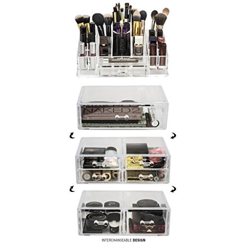 Sorbus Acrylic Cosmetics Makeup and Jewelry Storage Case Display Sets ? Interlocking Drawers to Create Your Own Specially Designed Makeup Counter ? Stackable and Interchangeable (Clear)