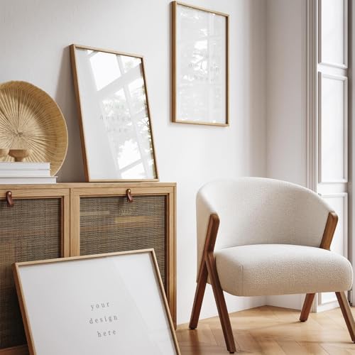 Solid Oak Picture Frame 18x24 Inches - Natural Finish, 3 Pack, Beige Variation