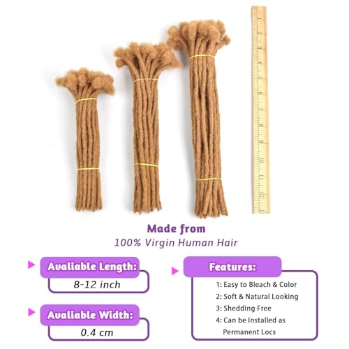 Honey Blonde Human Hair Dreadlock Extensions 8 Inch - Full Head Style