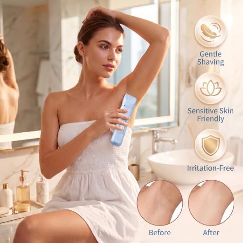 Blue 5-in-1 Women's Electric Bikini Trimmer & Shaver Waterproof Cordless