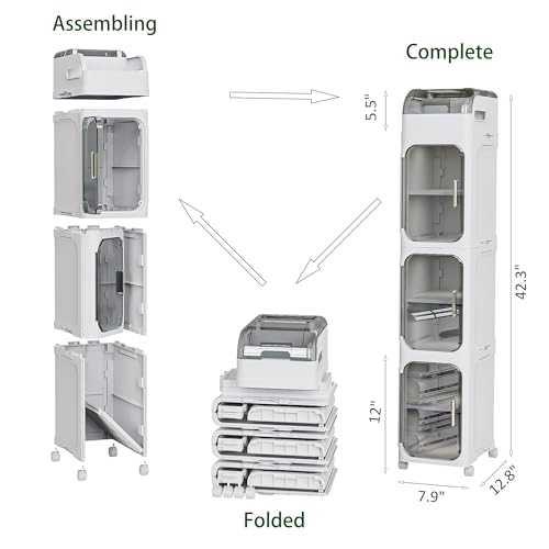 4-Tier Slim Bathroom Storage Cabinet Tall Narrow Organizer - BINSIO