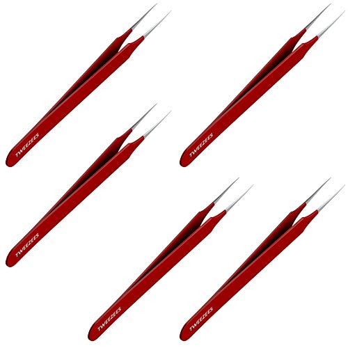 Ingrown Hair Tweezers 5 Pack - Pointed Tip Stainless Steel Precision Grooming