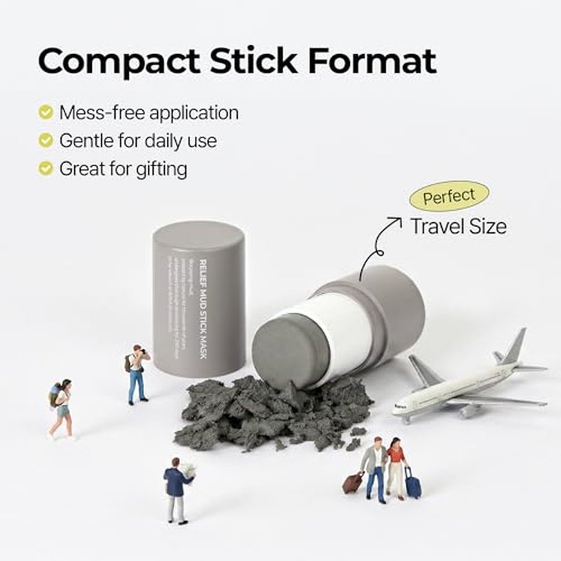 BRMUD Relief Mud Stick Mask | ATEEZ Pick- 3-Minute Pore Mask Skincare w/Boryeong Mud, Tea Tree Oil & PHA ? Absorbs Oil, Decongests Pore & Smooths Skin ? Korean Clay Stick Mask (1.05 oz)