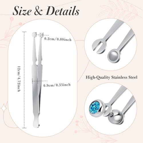 3mm Stainless Steel Piercing Ball Grabber Tool for Jewelry Changes - Straight & Curved Needles