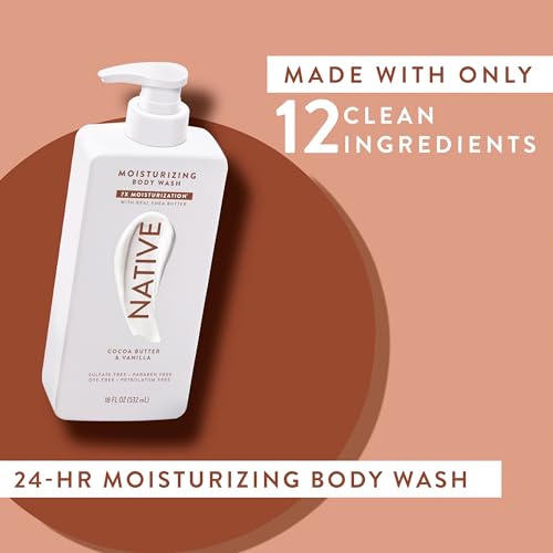 Native Deodorant & Moisturizing Body Wash - Coconut & Vanilla - Naturally Derived Ingredients, 72 Hour Odor Control | Free of Aluminum, Sulfate, Paraben, Dye | Personal & Skin Care | 2 Pk