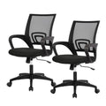 Ergonomic Office Chair Pack of 2 - Mid-Back Swivel Desk Chairs with Breathable Mesh & Lumbar Support - Dark Black