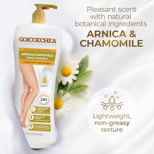 Goicoechea Calming Touch Body Lotion, Moisturizing Skin Care with Arnica & Chamomile, Varicose Veins Cream, Improves Appearance of Varicose Veins, Arnica Cream for Restful Legs, 13.5 oz (Pack of 6)
