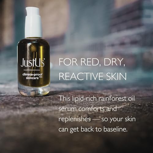 JustUs Skincare - Calming Recovery Oil Serum - Comforts the Look of Redness + Dryness | For Red, Dry, Irritated Skin | Skin Barrier Support | Bakuchiol, Tamanu + Andiroba | 30ml
