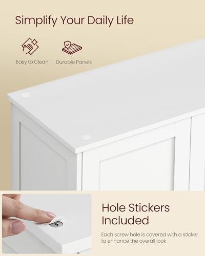 VASAGLE Floor Storage Cabinet with 4 Doors and Adjustable Shelves - Cloud White / 42.7"