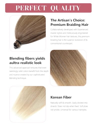 Pre Stretched Ombre Brown Braiding Hair Extensions 28 Inch Yaki Straight Synthetic