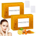 Lemon Turmeric Kojic Soap,Natural Handmade Soap,Turmeric Soaps Bar for Face and Body, Smooth Skin Tumeric Soapes,Deep Cleansing Soaps for Men & Women (2 PCS)