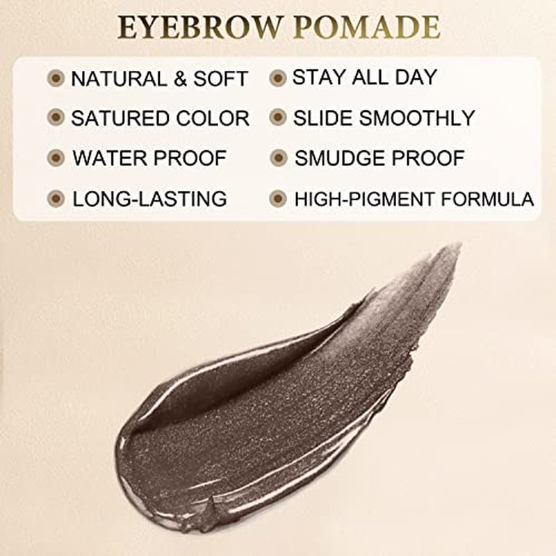 LAVONE Eyebrow Pencil Makeup Kit Waterproof 2-IN-1 Microblading Pen/Pomade Eyeliner and Dual-ended Brush, Brow Pencil Kit for Natural Eyebrows, Dark Brown