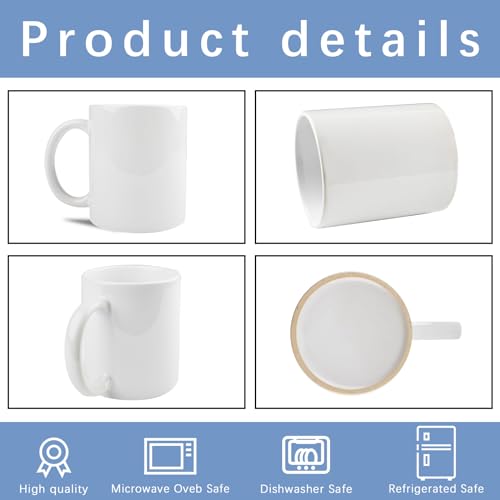 48 Pack 11 oz Sublimation Coffee Mugs with Boxes - White Bulk Blank Cups