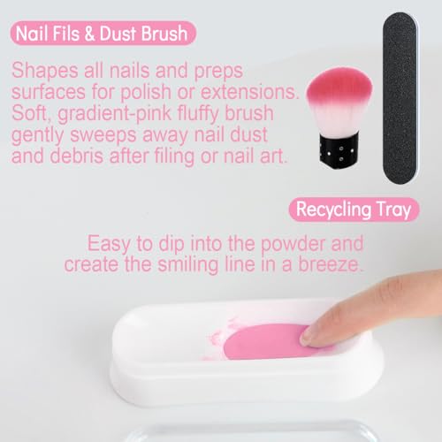 Dip Powder Nail Kit 8 Colors with Blush & Lavender Dreams Variation - Manicure Set with Primer, Top Coat, Activator & Glitter