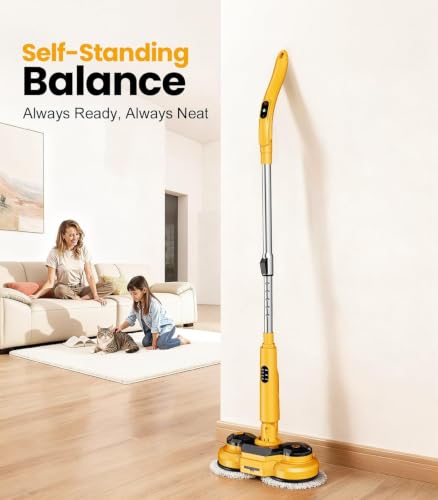 Electric Spin Mop M2 - 5000mAh Battery, 110-Minute Runtime, 800RPM Cordless Floor Cleaner - Yellow, 44.09-Inch Handle