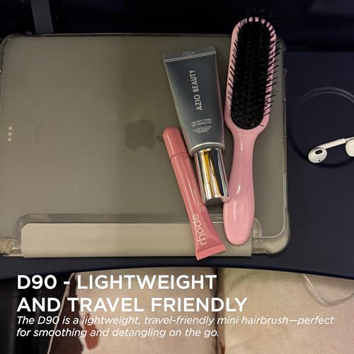 Denman Mini Deatngling Hairbrush for Short Hair - Gentle Wet & Dry Knot Remover for Kids and Adults, D90 Pink Crush