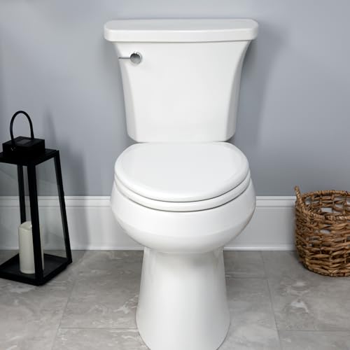 Elongated Soft Close Toilet Seat 2-Pack - Heavy Duty Wood, White, Easy Install, USA Made