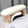 Arm Rest for Nails Professional Microfiber Leather Nail Arm Rest Cushion with Soft High-Density Sponge Solid Wood Table Non-Slip Manicure Hand Rest Stand Nail Supplies for Nail Techs (White)