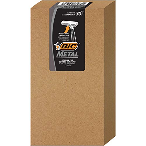 BIC Metal Men's Disposable Razors - Single Blade, 30 Count for Smooth Shave