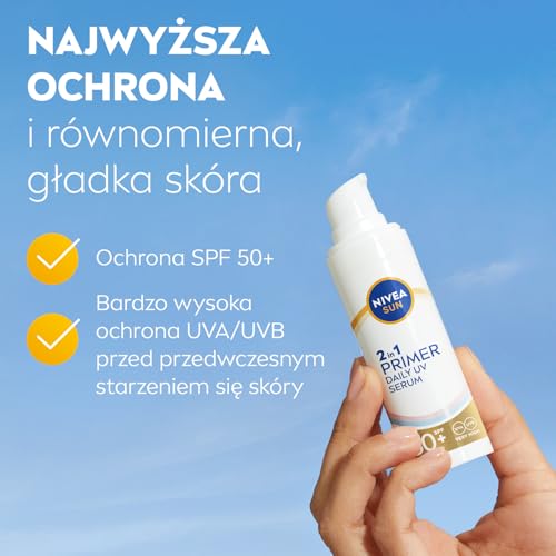 NIVEA SUN 2in1 Daily UV Serum & Primer - Lightweight Face Makeup Base, 30ml