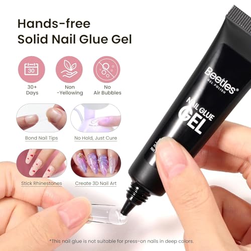 Beetles Gel Nail Kit Medium Almond with 576 Half Matte Nail Tips & UV Lamp (B-Almond M 576pcs)