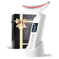 Face Massager Portable Charging Dock, Red Light Therapy for Face and Neck, 3 Heat Settings, Vibrating Face Massage, 9-Color & 30-Day Battery | Home Spa Travel Skincare - White