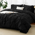 California King Comforter Set Black 7 Pieces Pintuck Bed in a Bag