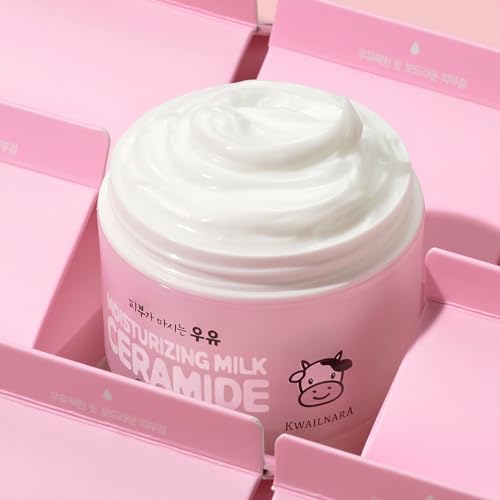 KWAILNARA Ceramide Milk Facial Moisturizer (3.38 Fl Oz) ? Korean Face Moisturizer for Barrier Repair & Deep Hydration | Milk Protein, Royal Jelly & Strengthening Ceramides | Non-Greasy Daily Care