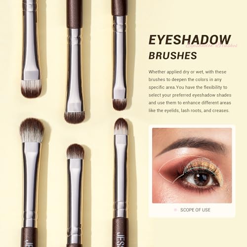 G-Shimmer Brown Jessup Eyeshadow Brush 15pcs Eye Makeup Set with Blending & Detail Brushes