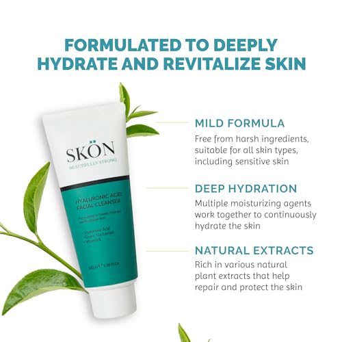 Sk?n Hyaluronic Acid Facial Cleanser ? Gentle Hydrating Face Wash with Vitamin E & Green Tea ? Deep Cleansing & Collagen Boosting Face Cleanser For Radiant, Soft Skin ? Suitable All Skin Types ? 100ml