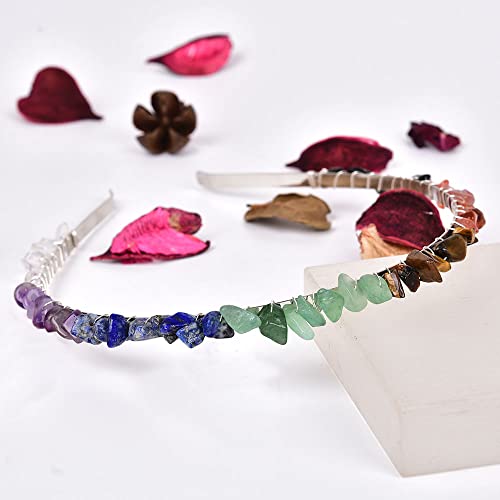 7 Chakra Crystal Headband - Handmade Boho Tiaras for Weddings & Parties