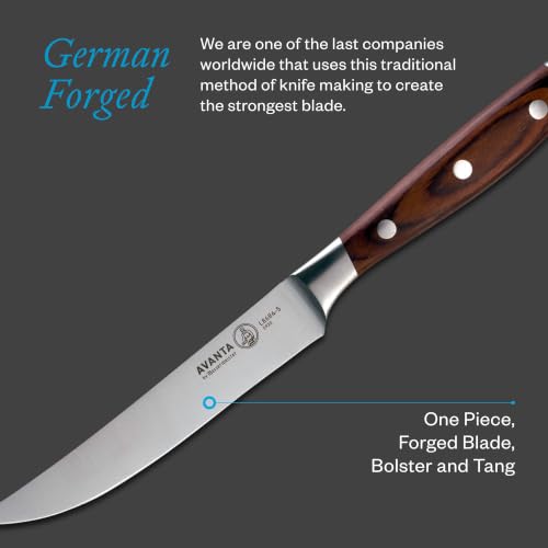 Pakkawood Handle Steak Knife Set - Forged 5-Inch Fine Edge, Rust-Resistant, 4 Piece