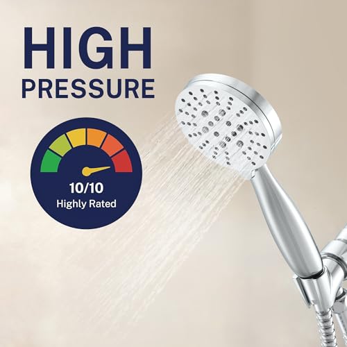 HammerHead Metal 3-Spray Handheld Shower Head with 72-Inch Hose - Polished Chrome, 2.5 GPM