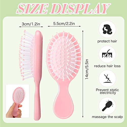 Mini Detangling Hairbrush Set - Kids Girls Travel Hairbrush with Soft Bristles, Fresh Colors